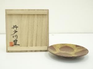井戸川豊造　色絵栗文皿（共箱）